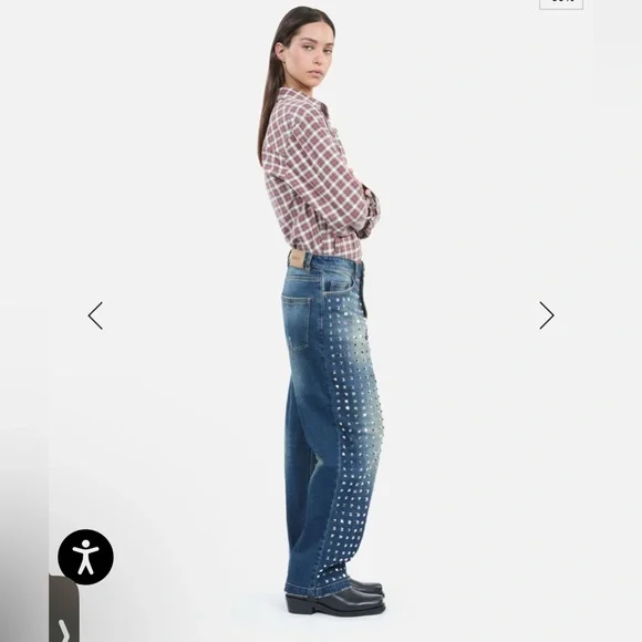$675 NWT THE KOOPLES Studded Denim Blue Jeans FR 40 US 8 10